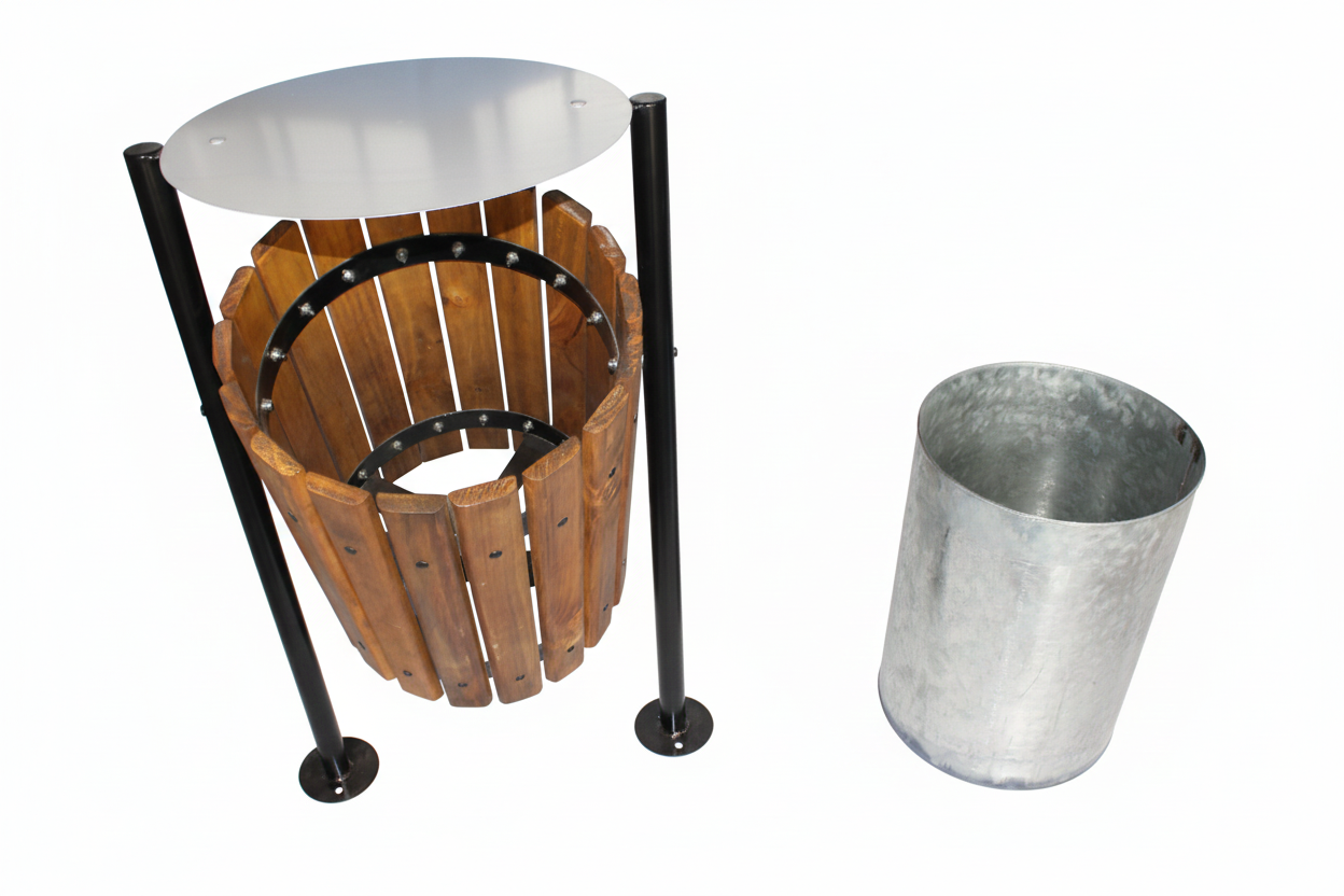 Basurero Acero Madera: imagen 8