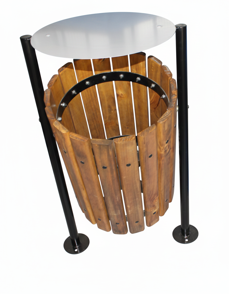 Basurero Acero Madera: imagen 6